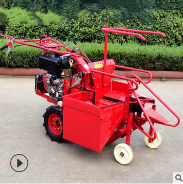 柴油192电启动玉米收割机 手推式玉米割晒割倒机 家用玉米收获机图3