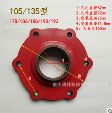 柴油微耕机配件 178F 186F 105 135型行走箱端盖 梅花边盖171汽油图3