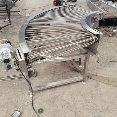 304不锈钢网带转弯输送机 快递物流分拣食品线设备用转弯输送机图4