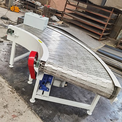 304不锈钢网带转弯输送机 快递物流分拣食品线设备用转弯输送机图3