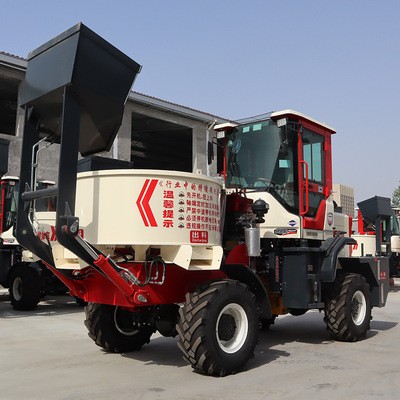 自动上料搅拌车铲车带搅拌斗建筑工地用混凝土平口搅拌车图2