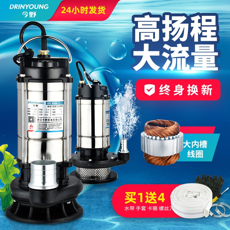 潜水泵220v污水泵家用抽水泵小型井水高扬程农用灌溉排污泵抽水机图2