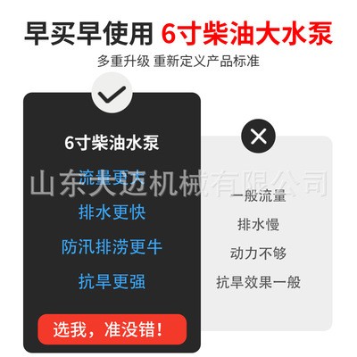 加厚泵体柴油大流量6寸抽水泵 防洪排涝农田灌溉鱼塘换水排水泵图5