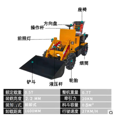 小型电动四轮装载机柴油型农用养殖场清粪铲车工地电瓶四驱小铲车