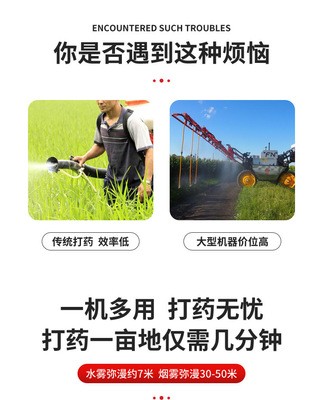 消毒防疫容量喷雾器汽油高压打药机烟雾水雾两用弥雾机打药机图4