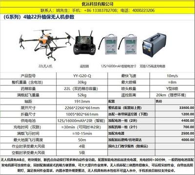 22L升/公斤大型植保无人机大容量农业喷药播种撒药【优远YY-G20-Q图4