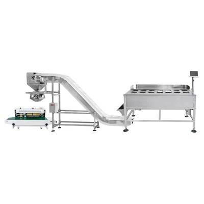 半自动14头皮带式定量组合秤生鲜冷冻食品大倾角上料称重包装设备图5