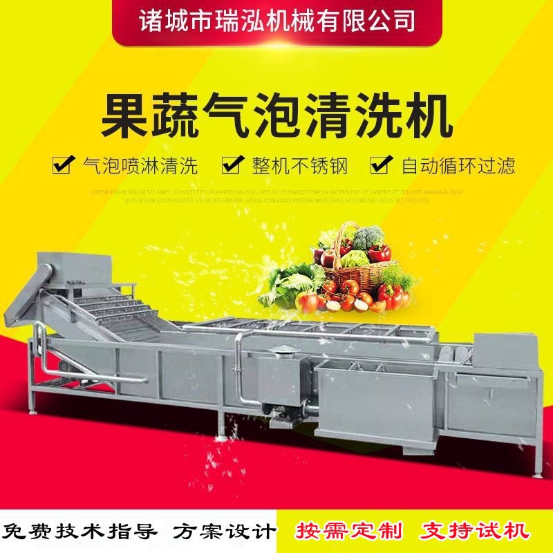全自动蔬菜清洗机 不锈钢黄瓜榨菜加工生产线设备 辣椒气泡清洗机图3