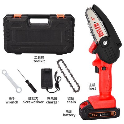 迷你锂电锯充电式小型电锯单手锯伐木修枝神器园林园艺工具电链锯图3