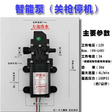 厂家直销12V隔膜泵智能压力泵3000转高压力电动喷雾器水泵20W40W图3