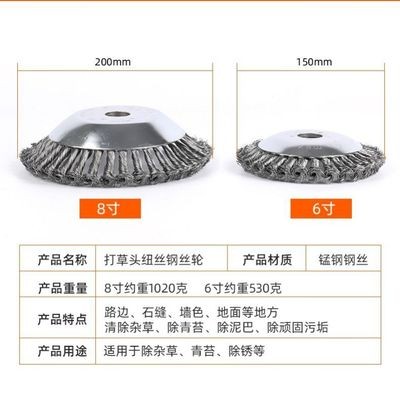 6寸8寸割草机打草机头钢丝除锈打草头锄草头割草机配件图2
