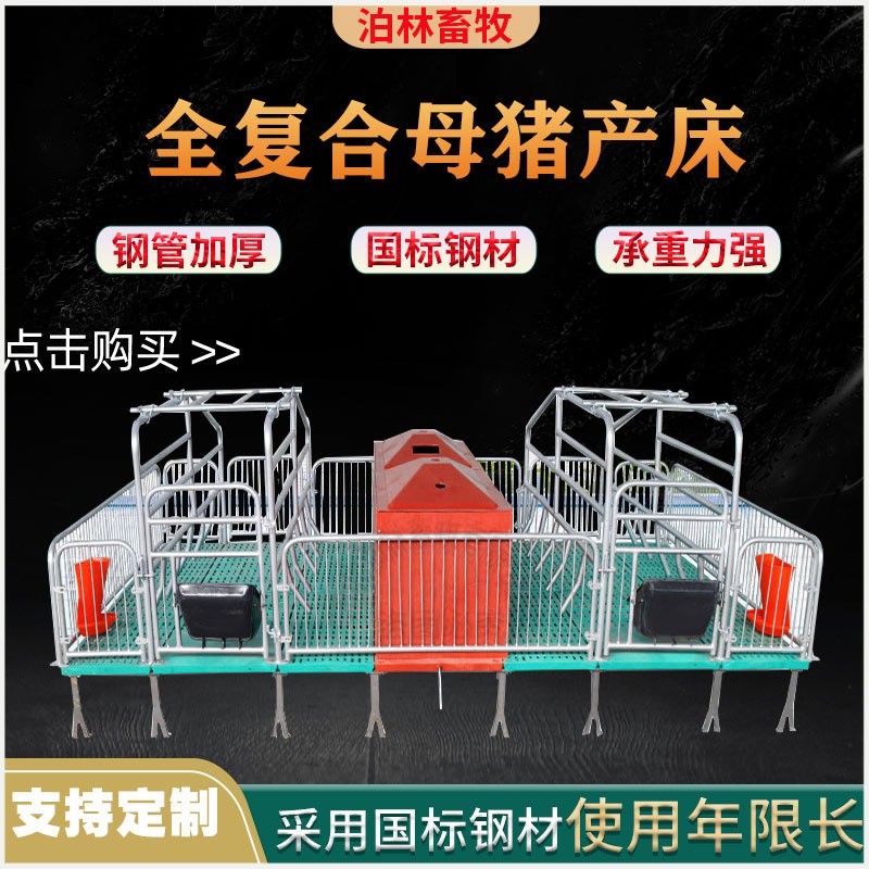 母猪产床分娩床双体产保两用猪用落地产床单双体保育一体养殖设备