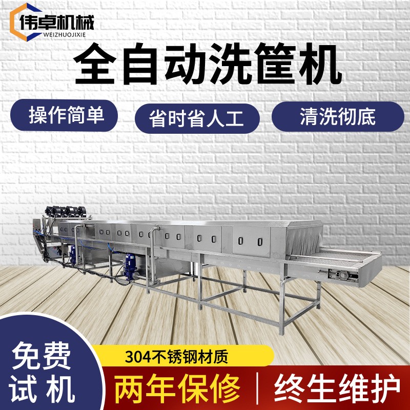 全自动连续式周转筐清洗机 高压喷淋洗筐机 食品塑料筐清洗机图2