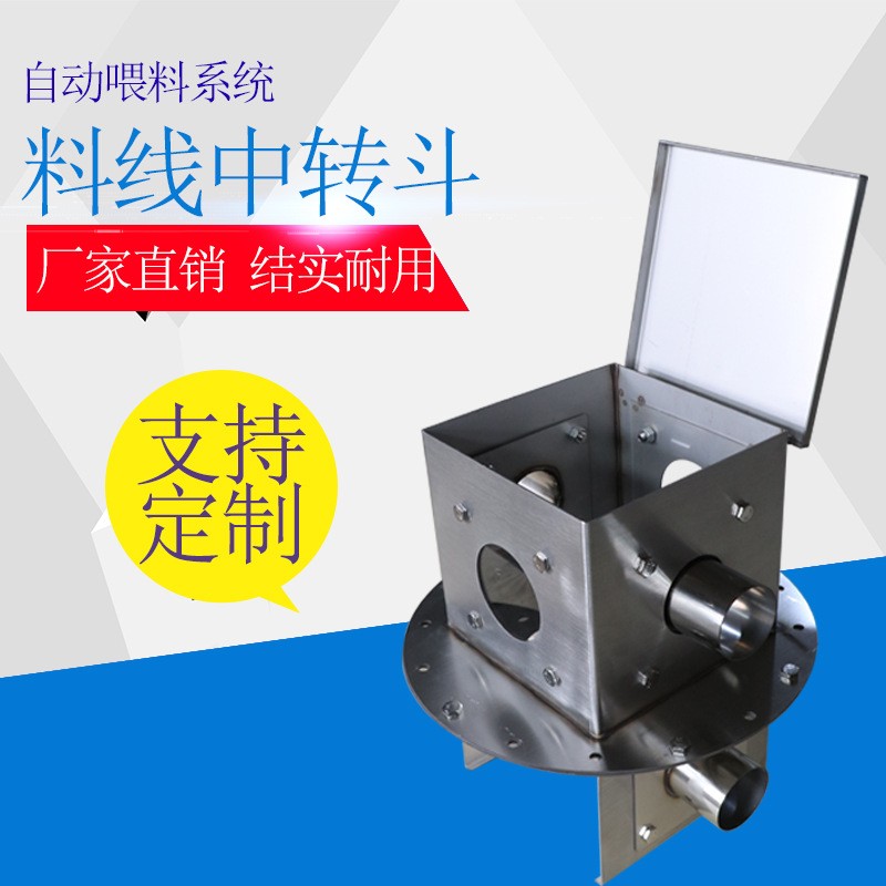 料线中转斗养猪场自动喂料设备 塞盘料线转接斗 60不锈钢中转站图2