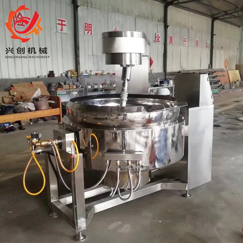 自动可倾式月饼馅料行星搅拌炒锅 燃气加热火锅底料炒锅销售