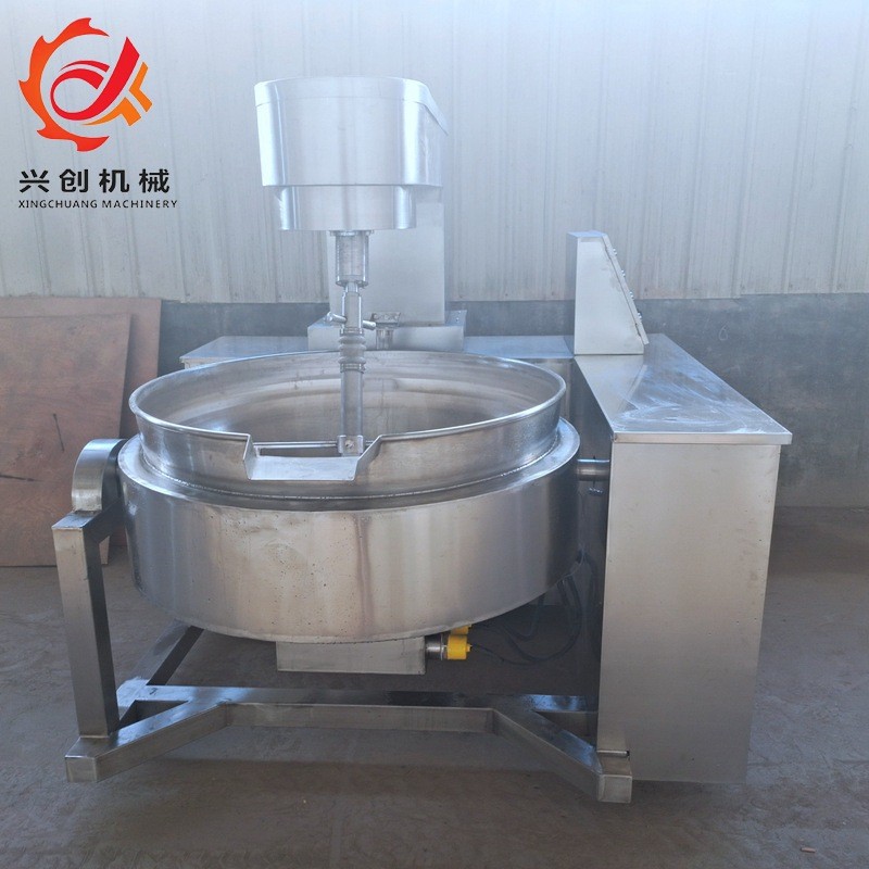自动可倾式月饼馅料行星搅拌炒锅 燃气加热火锅底料炒锅销售图2