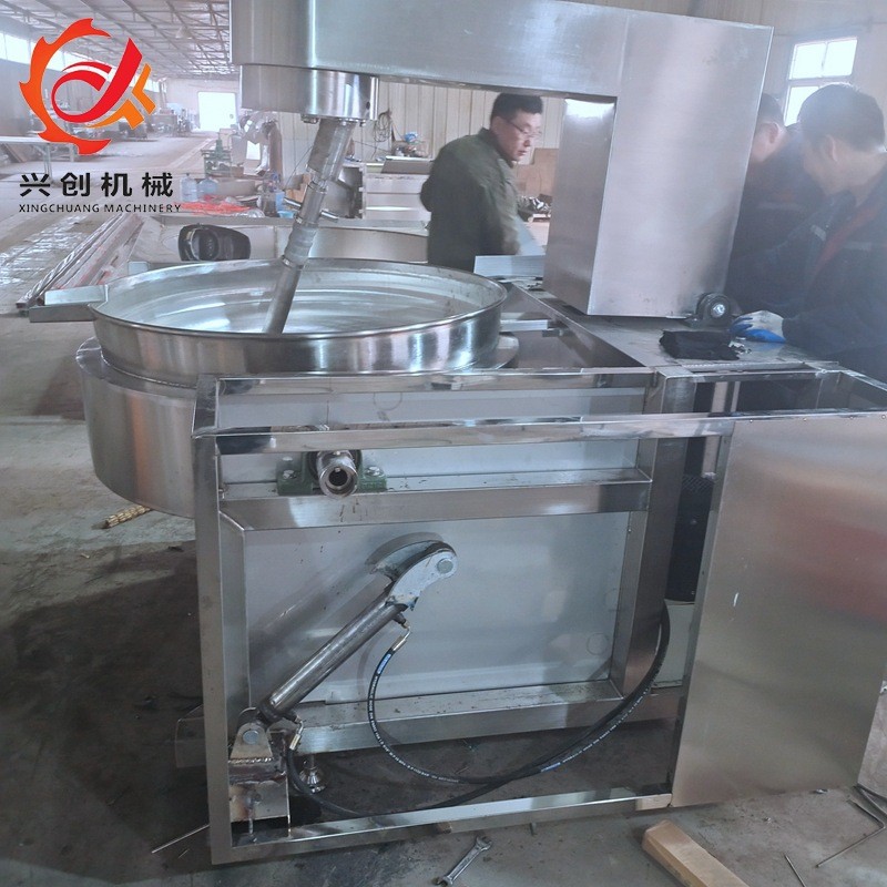 自动可倾式月饼馅料行星搅拌炒锅 燃气加热火锅底料炒锅销售图3