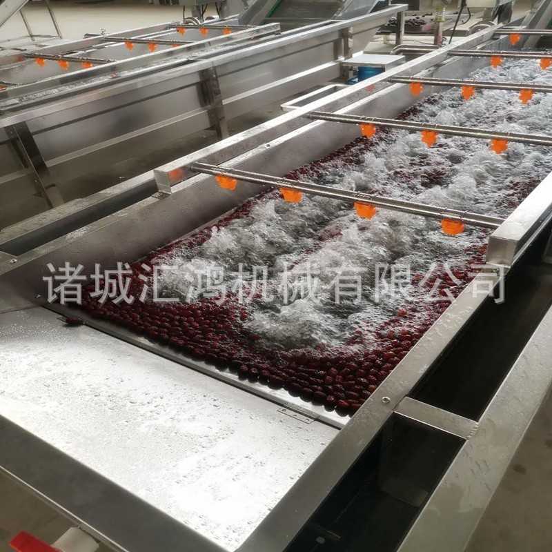 红枣全自动清洗机 鲜枣水果气泡清洗线 连续洗枣机器厂家图2