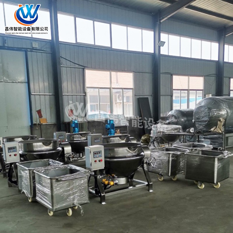 燃气加热酱料夹层炒锅 燃气夹层锅油辣子搅拌炒锅 不锈钢夹层锅图3