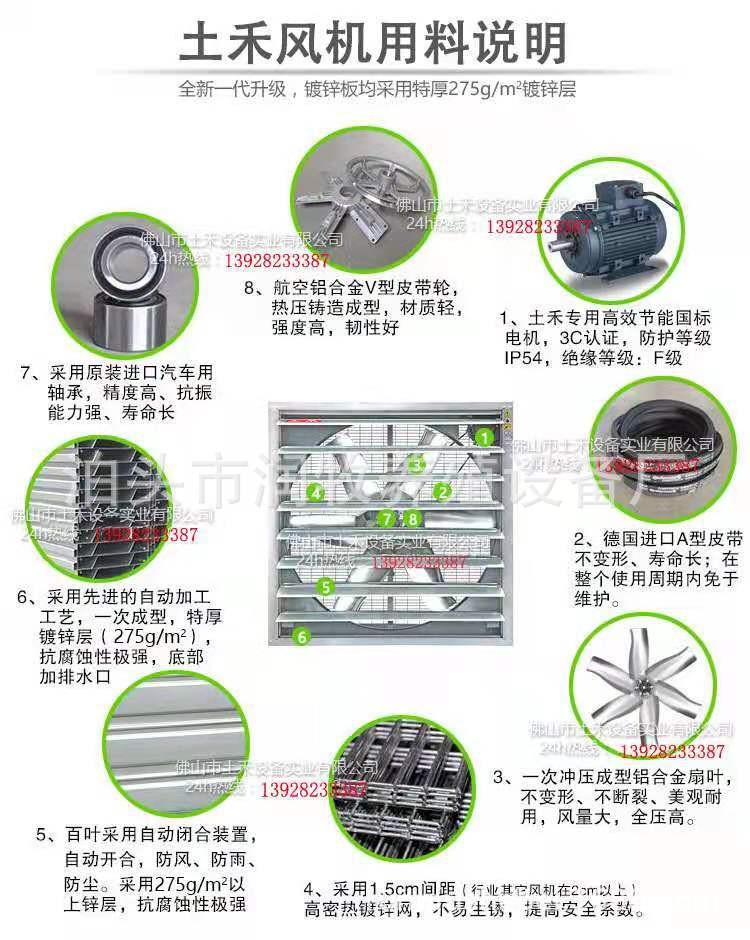 快速降温 风机水帘 电扇重锤式风机 玻璃钢风机 推拉式风机图5