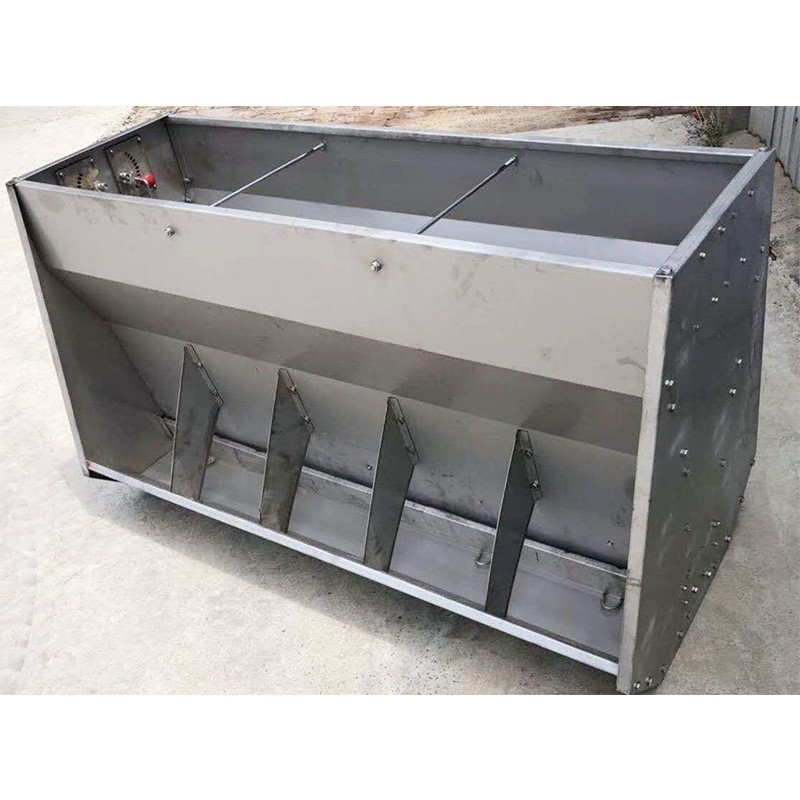 育肥养猪设备不锈钢自动猪食槽单面双面料槽自动下料槽定制生产图4