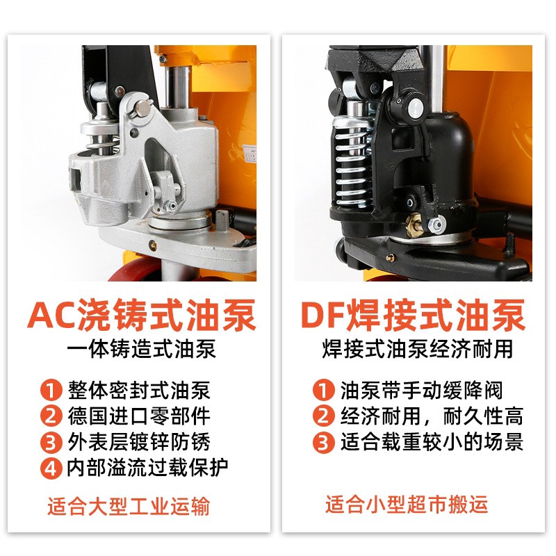 2 吨3 吨叉车手动液压搬运车地牛手推车油压托盘车加厚锰钢板拖车图4