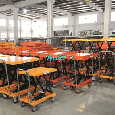 移动式PTS500液压平台车1.5米脚踏式液压手动升降平板叉车搬运车