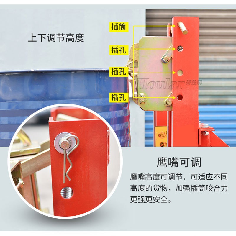 szhoular好拉DG1000AB油桶夹具叉车抱桶器鹰嘴起重钳抱夹搬运夹钳图3