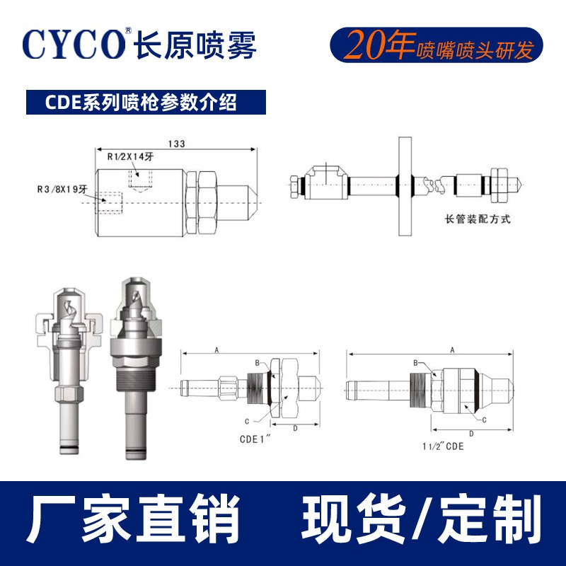 长原CDE系列SNCR脱硫脱硝喷枪电厂化工厂水泥厂氨水尿素除尘雾化图4