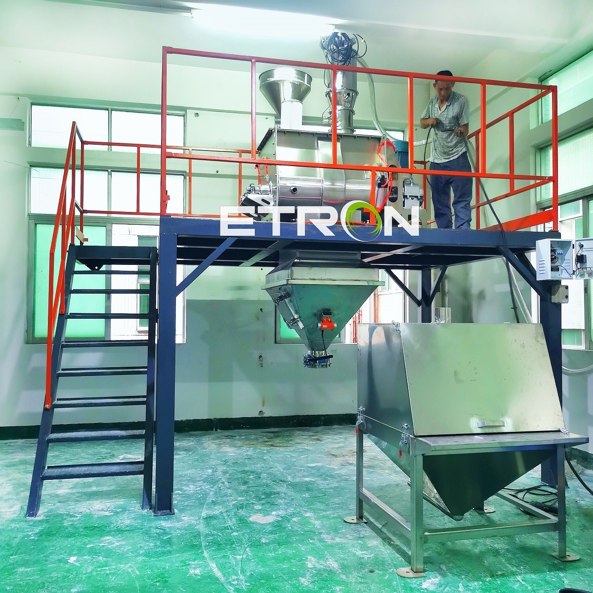 饲料添加剂混合搅拌机 双轴桨叶无重力混合机 高效率粉剂生产线图5