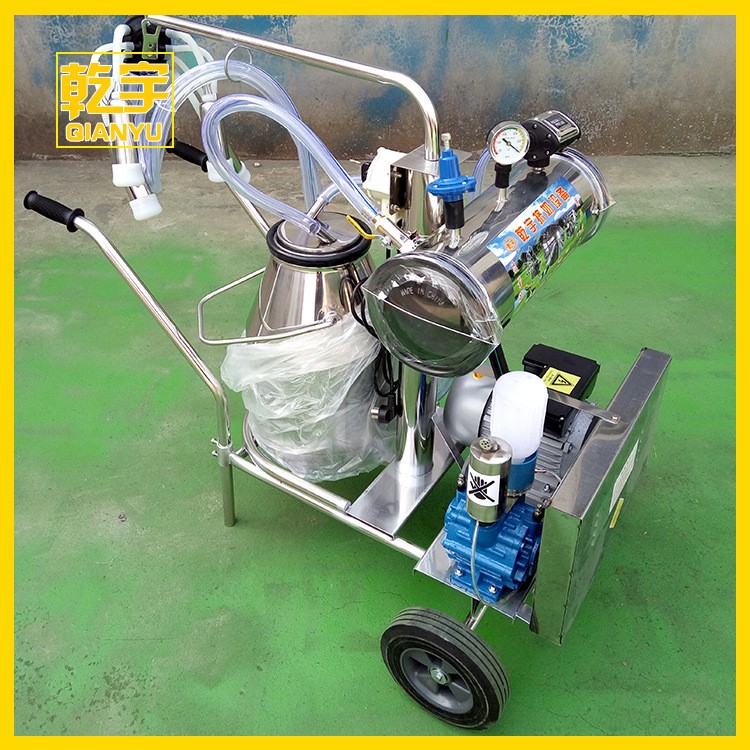 手推式不锈钢挤奶机 奶山羊真空泵脉冲式挤奶器 真空泵自动挤奶机