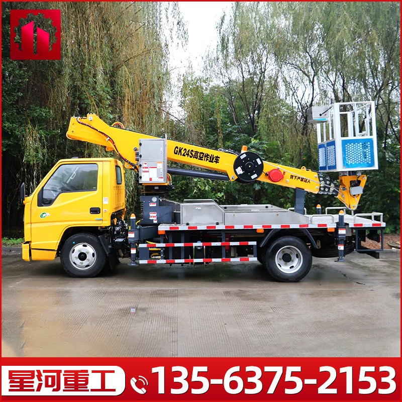 伸缩直臂高空作业车国六蓝牌24米高空作业平台广告安装高空作业车图4