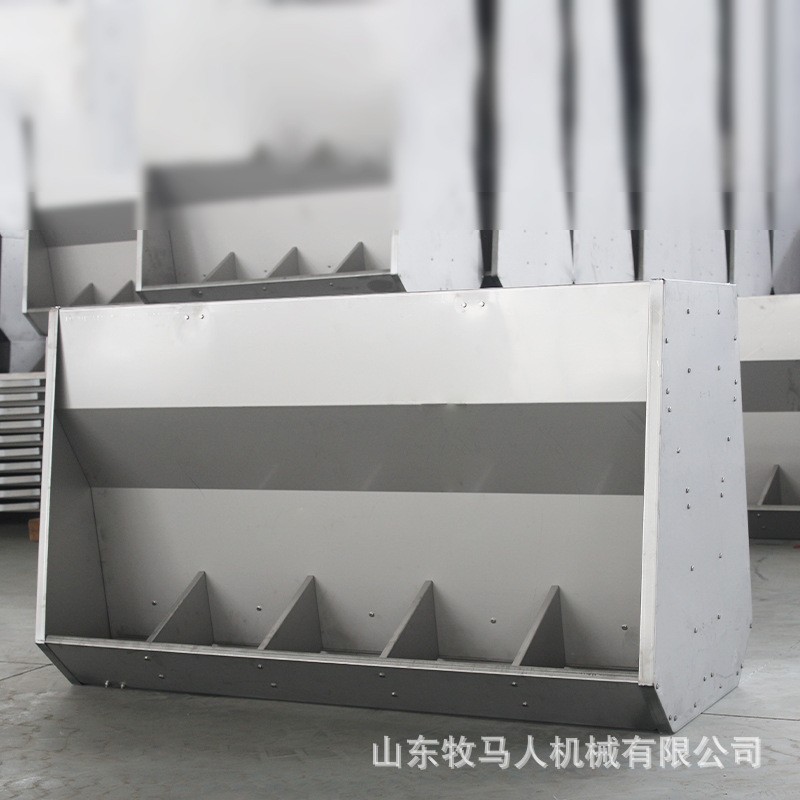 猪食食槽全自动下料养殖钢板保育料槽育肥单双面食槽不锈钢食槽图3