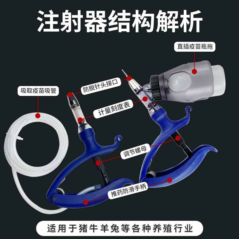 厂家销售兽用连续注射疫苗器 猪用自动可调注射器 插瓶连续注射器图2