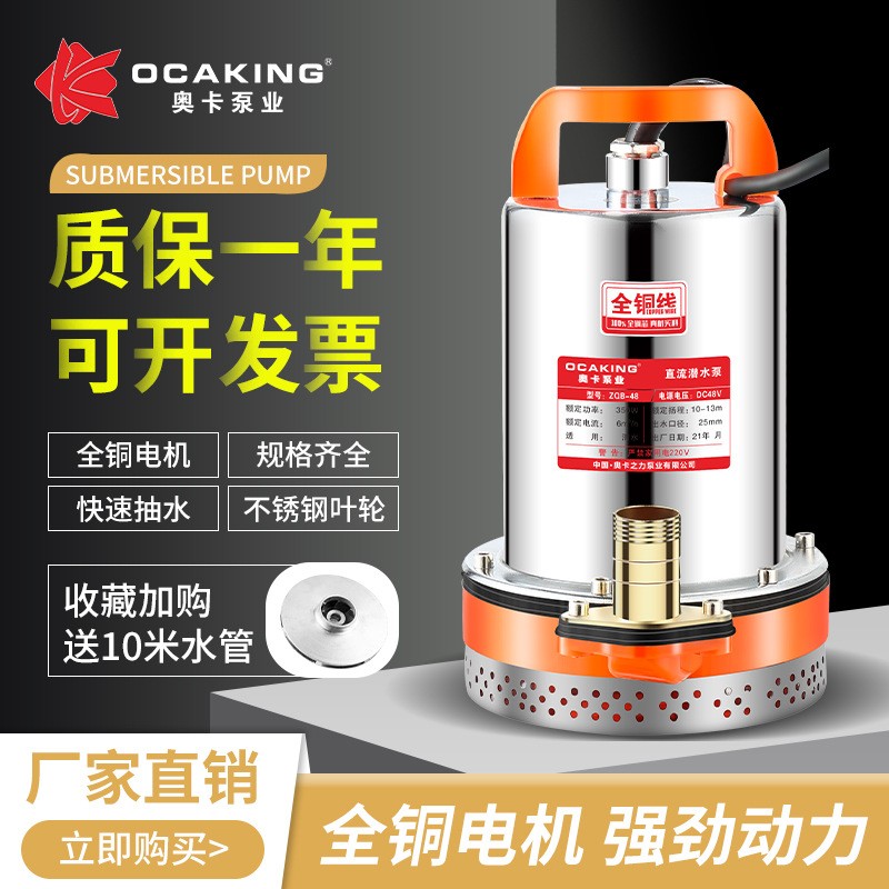 直流潜水泵12V24V48V60V家用电瓶车抽水泵小型电动农用灌溉抽水机图5