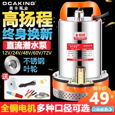 直流潜水泵12V24V48V60V家用电瓶车抽水泵小型电动农用灌溉抽水机