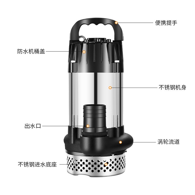 无刷直流潜水泵高扬程48V60V72V伏通用电动车电瓶车抽水泵抽水机图5