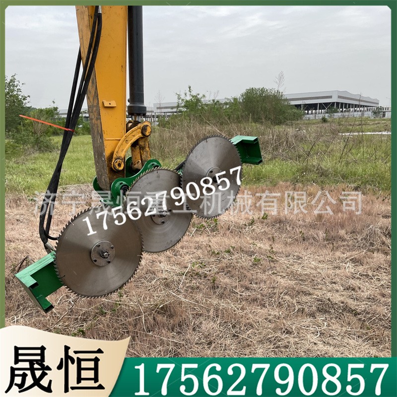 三锯片公路树枝修剪机 挖机绿篱机液压圆盘切木锯 劈树根机伐木锯图3