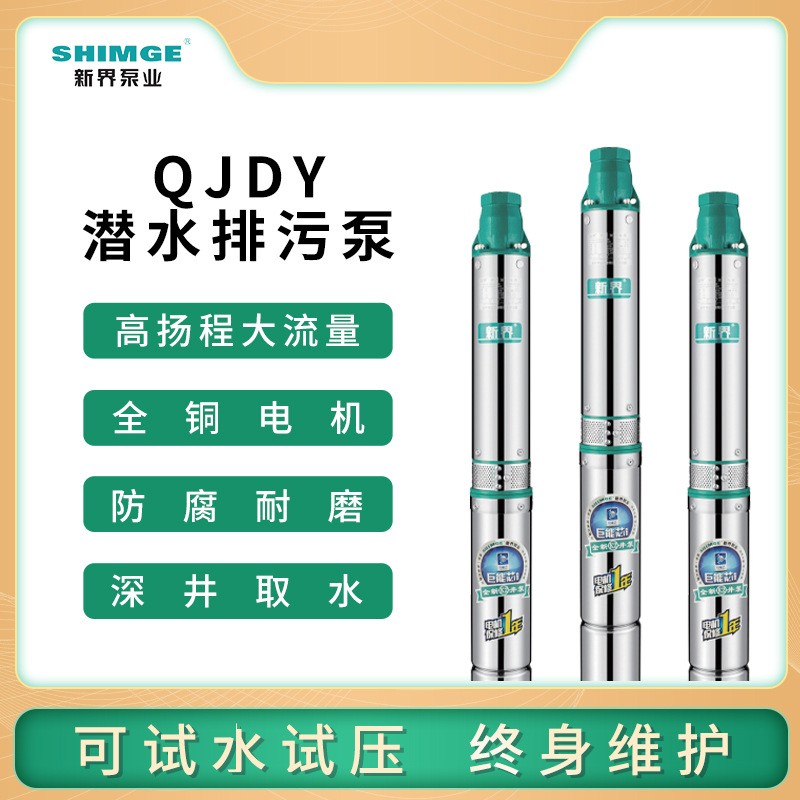 深井泵新界牌304不锈钢高压大流量潜水泵QJDY井用深井泵多级电泵