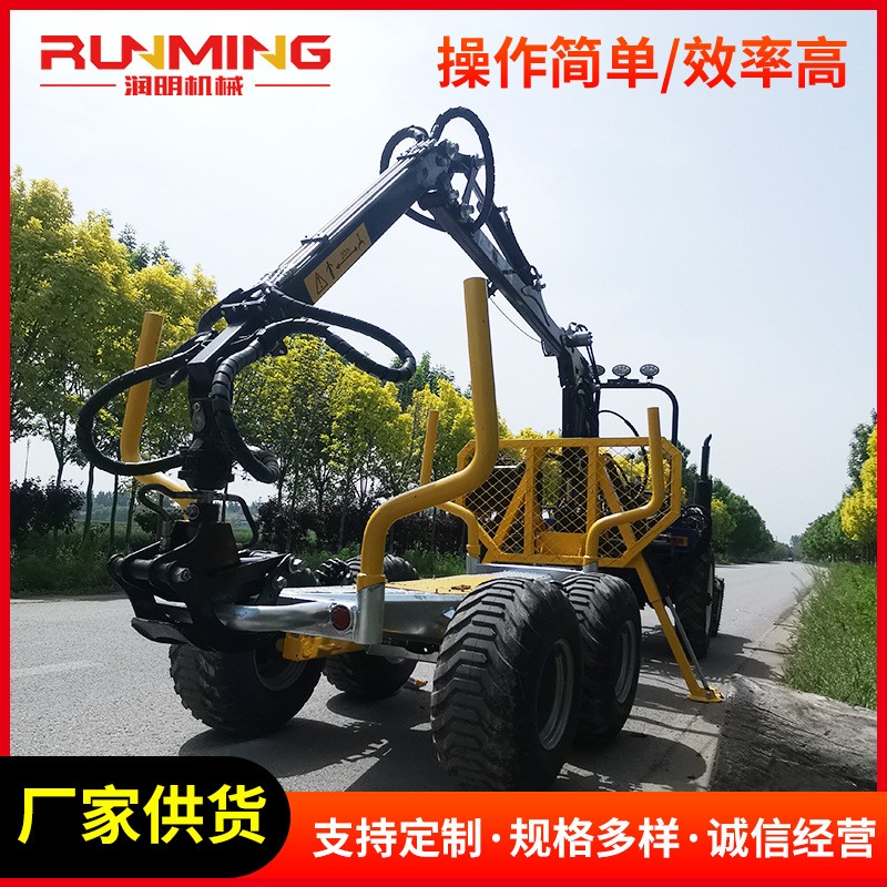 农用3T拖车配抓木机 机械臂旋转抓木机配自卸拖车木材批发图3