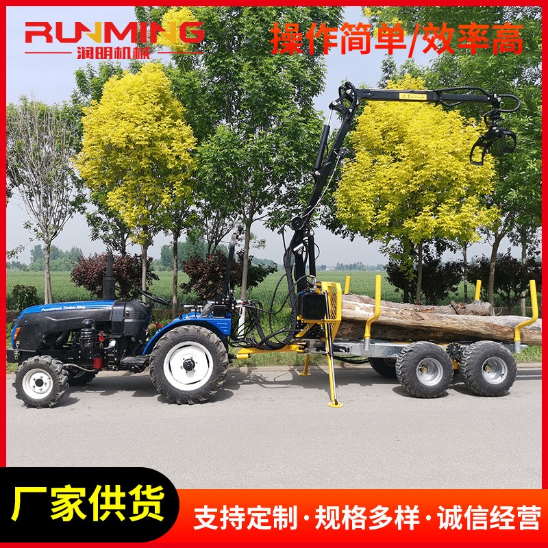 农用3T拖车配抓木机 机械臂旋转抓木机配自卸拖车木材批发图2