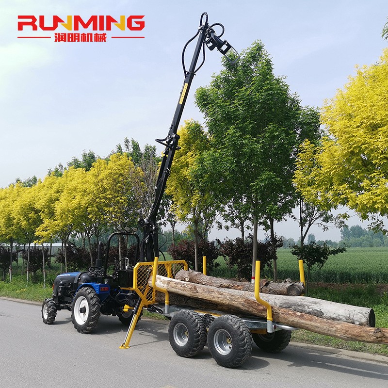 农用3T拖车配抓木机 机械臂旋转抓木机配自卸拖车木材批发图5