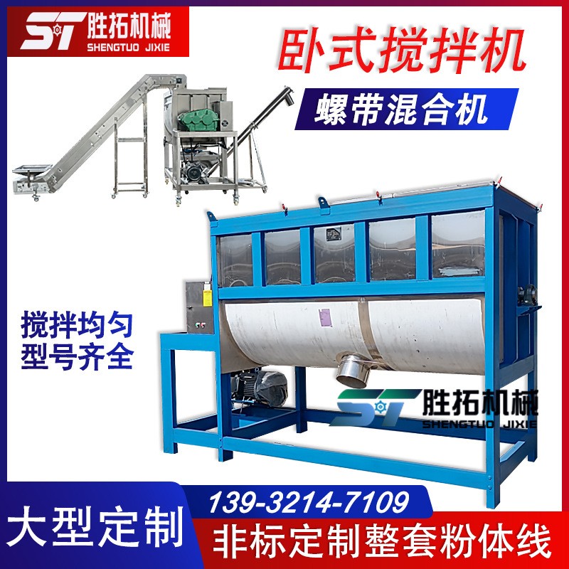 大型卧式搅拌机5吨干粉螺带混合机不锈钢肥料拌料机10立方混料机图2