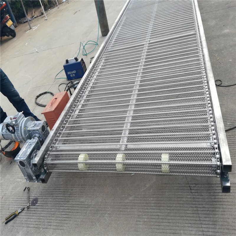 工业重型链条网带输送机果蔬清洗304不锈钢多层网带式爬坡提升机图4