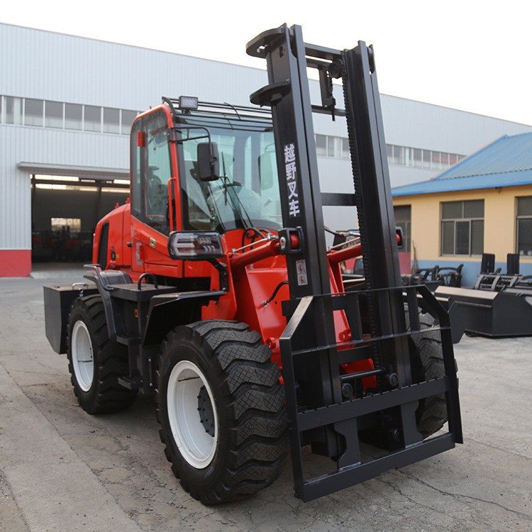 柴油越野叉车 全液压升降搬运堆高车 一体式内燃全新四驱越野叉车图2