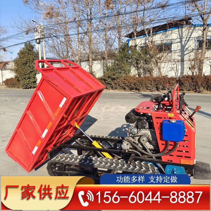 手扶式履带搬运车 橡胶履带拉货车 小型果园运输翻斗车图2
