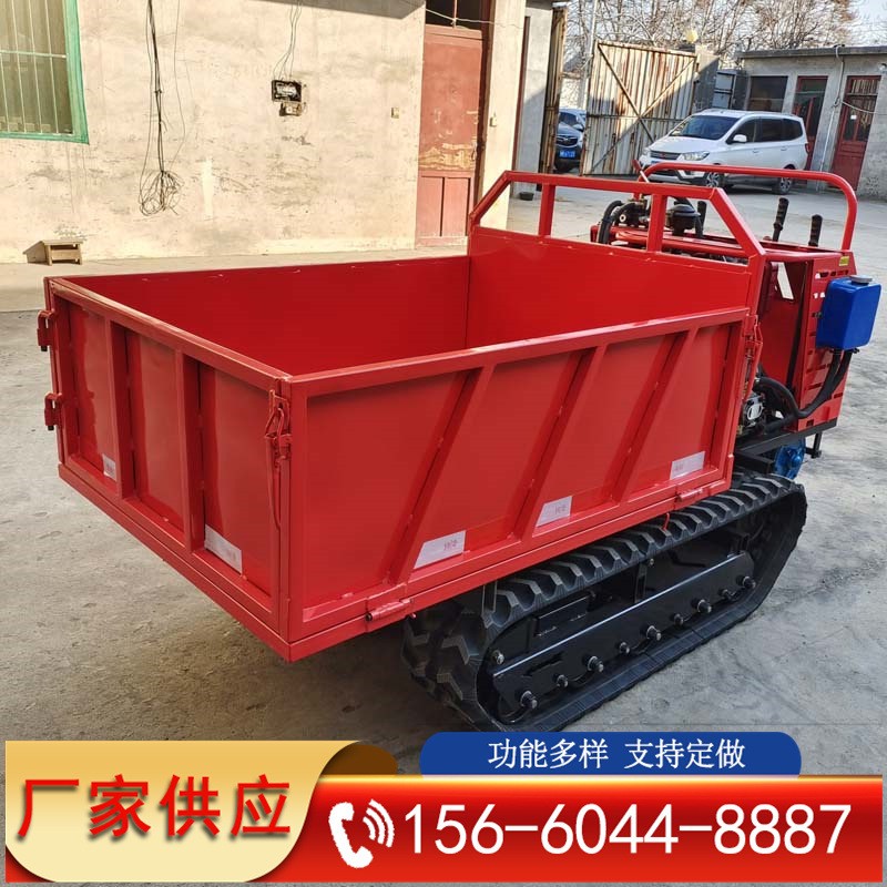 手扶式履带搬运车 橡胶履带拉货车 小型果园运输翻斗车图4