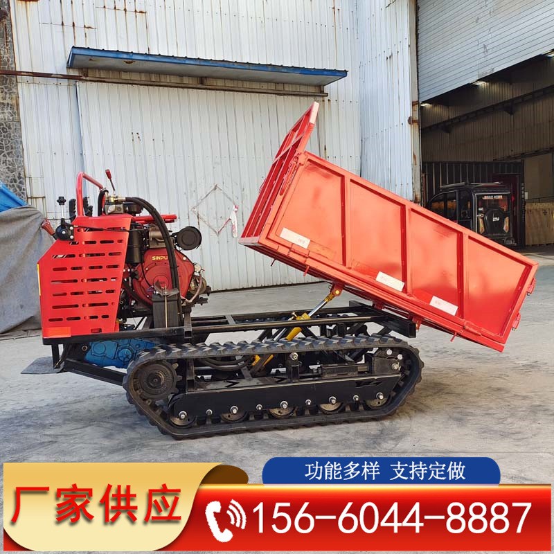 手扶式履带搬运车 橡胶履带拉货车 小型果园运输翻斗车图3