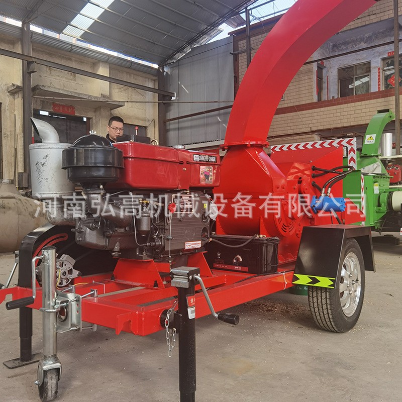 园林干湿树枝树杈粉碎机 轮胎移动树枝粉碎机 柴油动力木材碎枝机图2