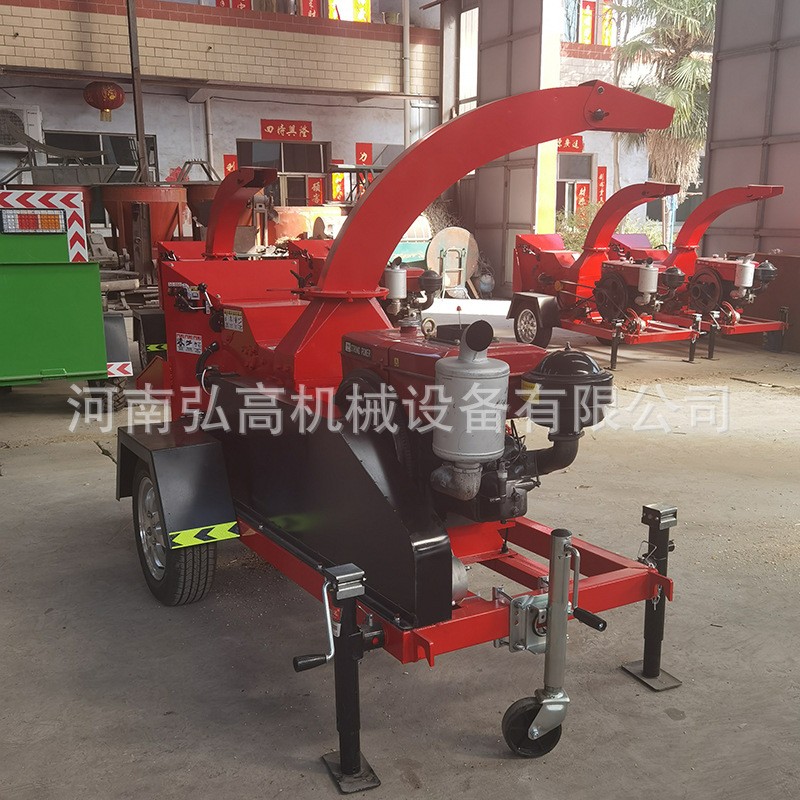 园林干湿树枝树杈粉碎机 轮胎移动树枝粉碎机 柴油动力木材碎枝机图5